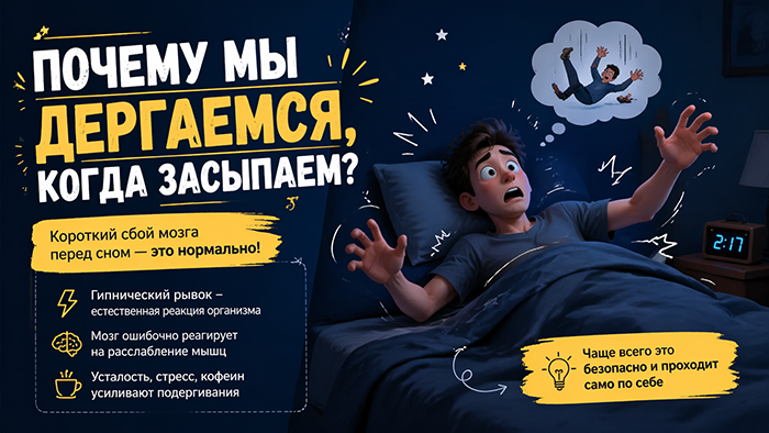 Почему мы дергаемся, когда засыпаем, и почему иногда кажется, будто падаем