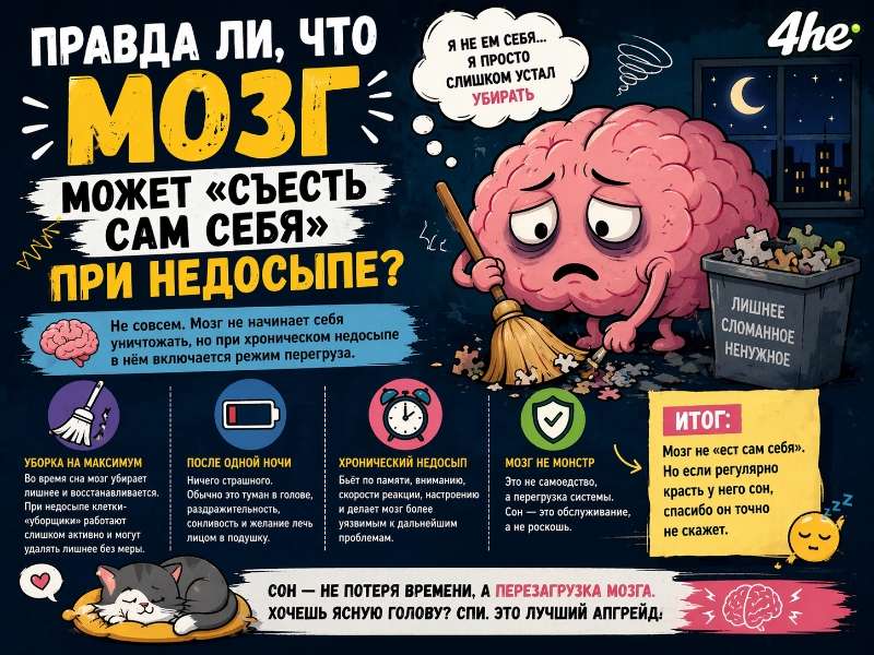 Правда ли, что мозг может «съесть сам себя» при недосыпе