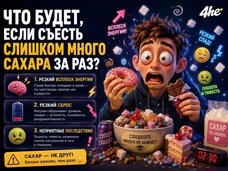 Что будет, если съесть слишком много сахара за раз