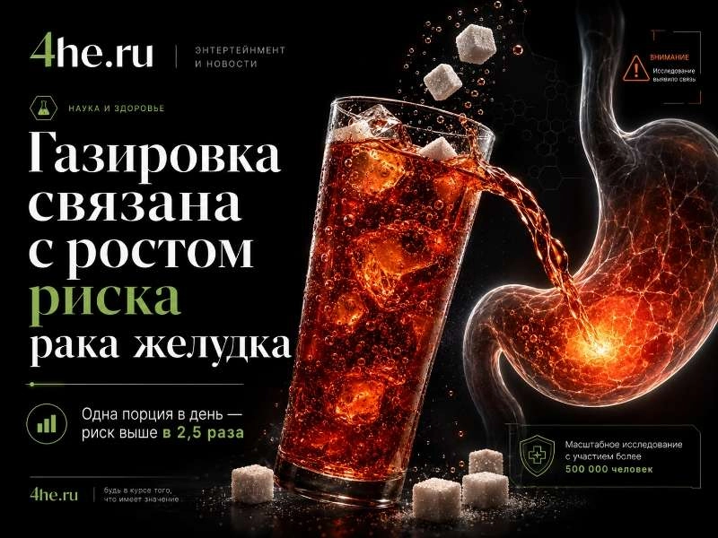 Одна сладкая газировка в день связана с ростом риска рака желудка в 2,5 раза