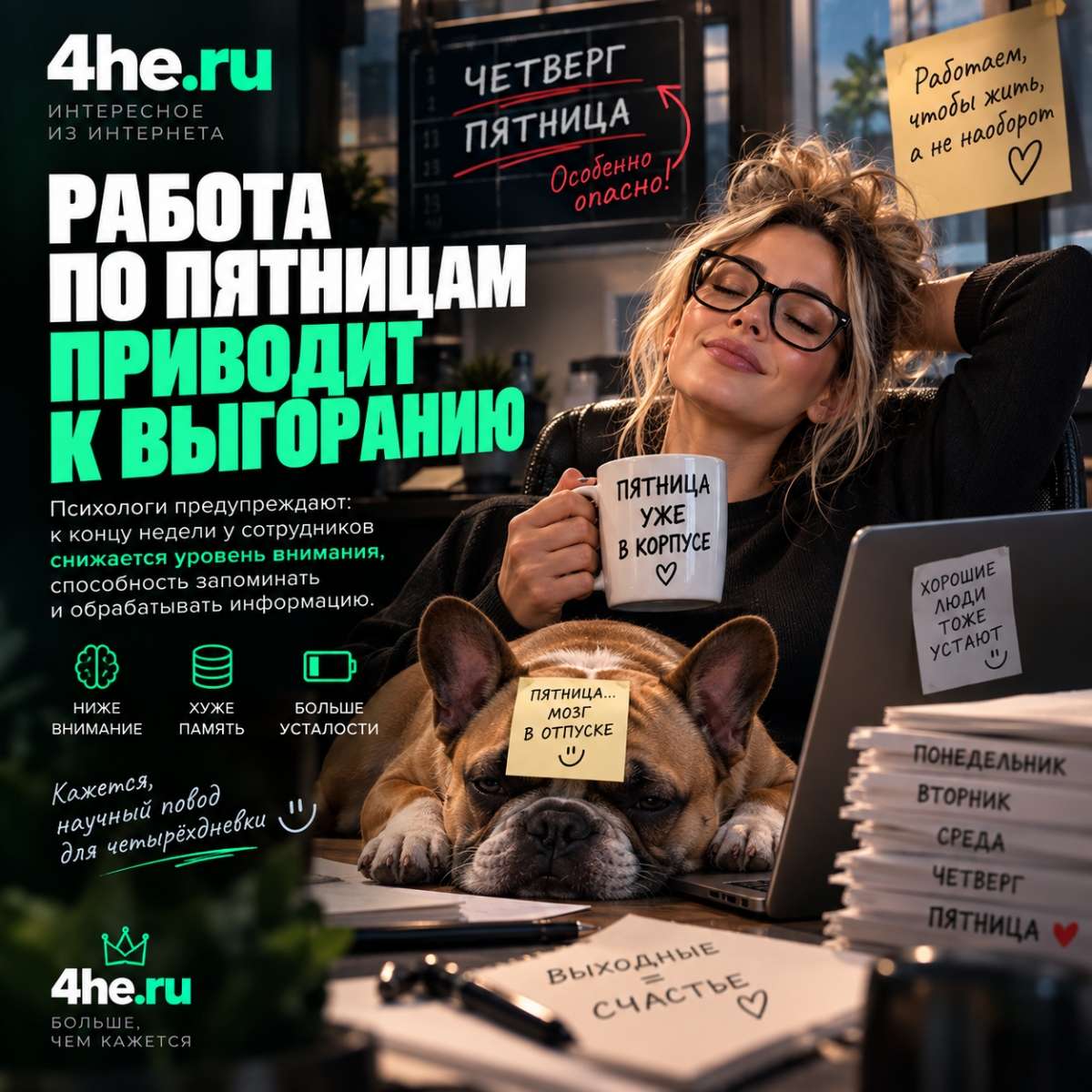 Учёные нашли идеальный аргумент для начальника: к пятнице продуктивность сотрудников падает