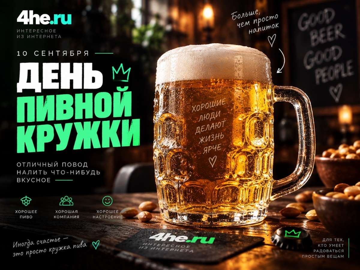 Сегодня День пивной кружки — отличный повод налить что-нибудь вкусное